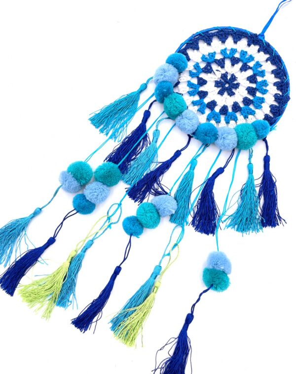 15cm crochet Dreamcatcher blue/turquoise (3 pieces)