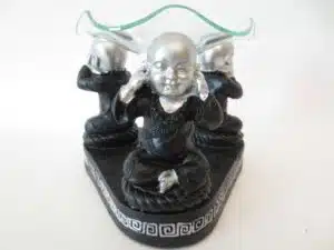 3 monk, hear, see,zilver/zwartbe silenct oil burner