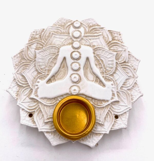 7 Chakra Lotus incense holder round white (6pcs)