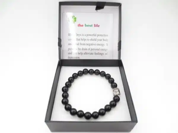 8mm bracelet black Onyx Buddha