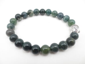 8mm bracelet Moss Agate Buddha