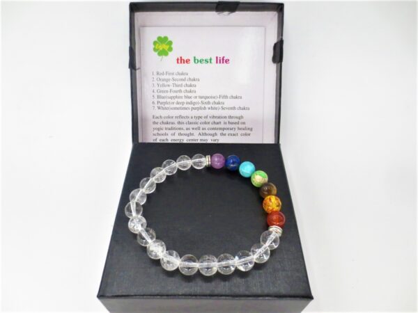 8mm bracelet Rock Crystal 7 Chakra