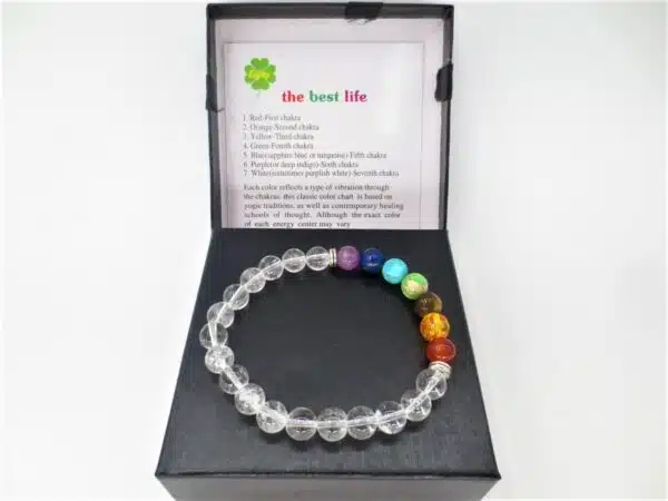 8mm bracelet Rock Crystal 7 Chakra