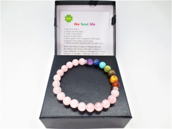 8mm bracelet Rose quartz 7 Chakra