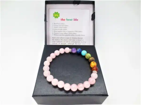 8mm bracelet Rose quartz 7 Chakra