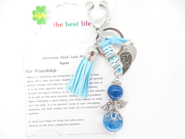 Angel gemstone keychain Blue Coral 'Friend'