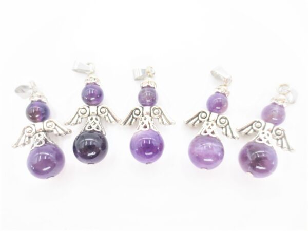 Angel gemstone pendant set (5pc) - amethyst