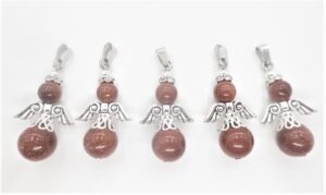 Angel gemstone pendant set (5pc) - gold stone