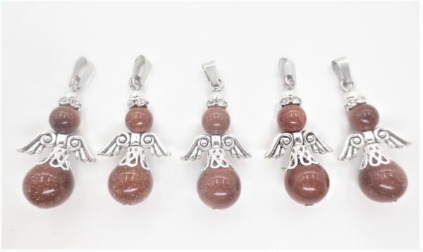 Angel gemstone pendant set (5pc) - gold stone