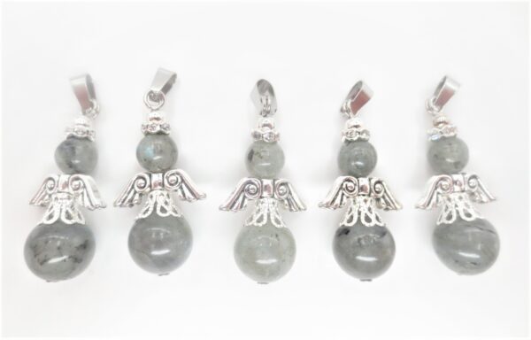 Angel gemstone pendant set (5pc) - labradorite