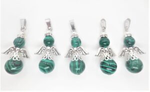 Angel gemstone pendant set (5pc) - malachite