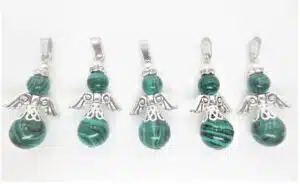 Angel gemstone pendant set (5pc) - malachite