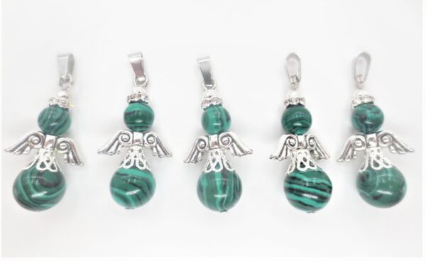 Angel gemstone pendant set (5pc) - malachite