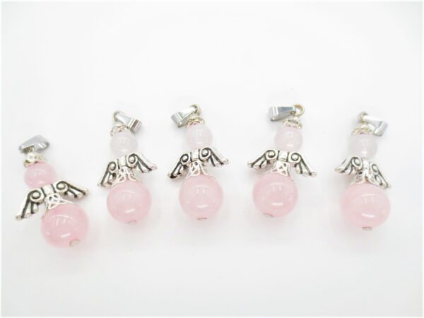 Angel gemstone pendant set (5pc) - rosequartz