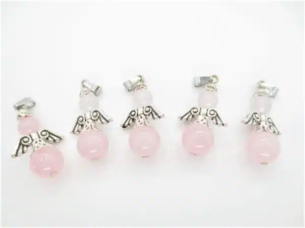 Angel gemstone pendant set (5pc) - rosequartz