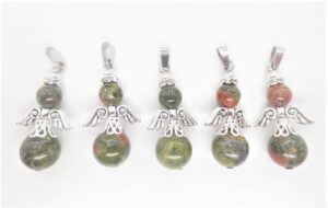 Angel gemstone pendant set (5pc) - unakite