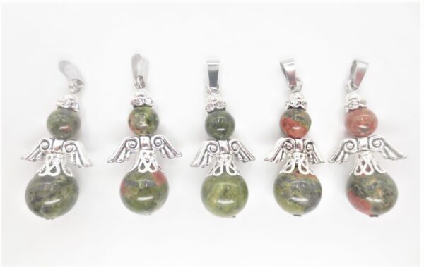 Angel gemstone pendant set (5pc) - unakite