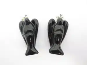 Angel gemstone pendant set large (2pcs) - onyx