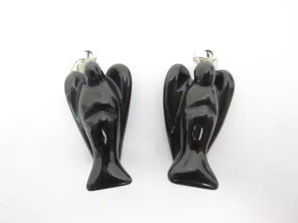 Angel gemstone pendant set large (2pcs) - onyx