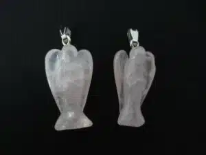 Angel gemstone pendant set large (2pcs) - rosequartz