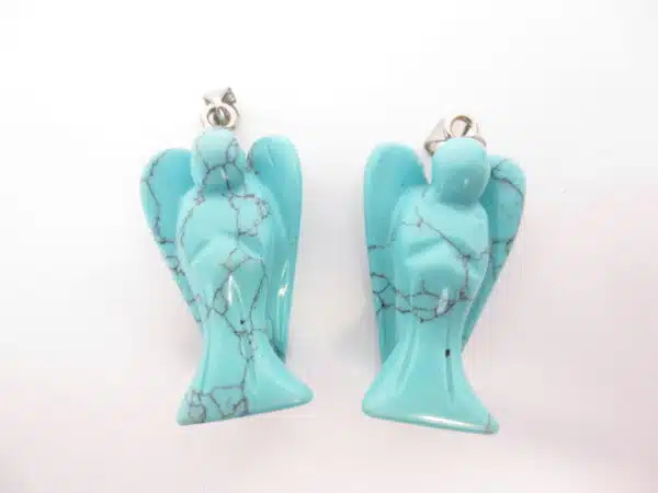 Angel gemstone pendant set large (2pcs) - turquoise