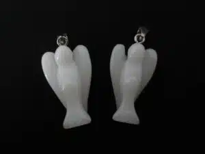 Angel gemstone pendant set large (2pcs) - white marble