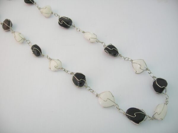 Big Chakra Necklace Onyx & Milky Quartz