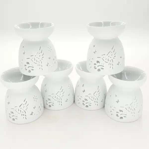 Bird oil burner set with white bowl (6pcs)