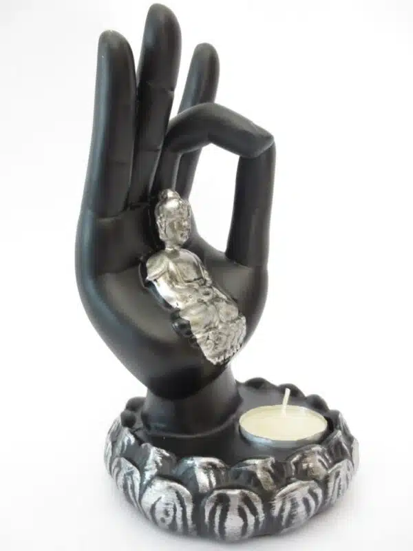 Black buddha hand incense / candle holder