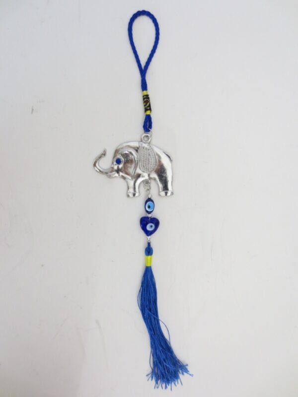 Blue evil eye hanger with elephant