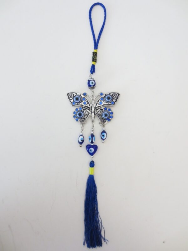 blue evil eye pendant with butterfly Set of 6