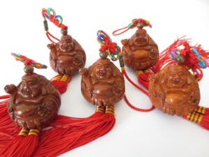 Buddha Lucky hanger Sitting brown set of 6