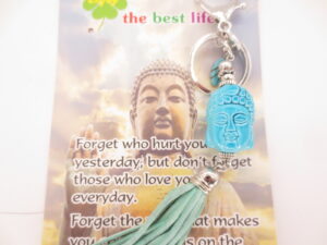 buddhahead keychain blue