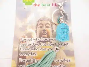 buddhahead keychain blue