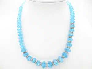 Crystal necklace with diamonds blue