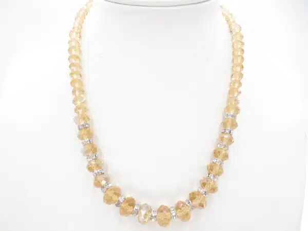 Crystal necklace with diamonds yellow