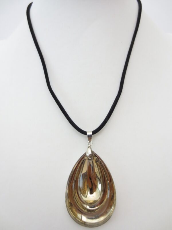 crystal tear shaped pendant necklace coffee brown