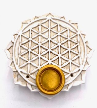 Flower of Life incense holder round white (6pcs)