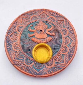 Ganesh incense holder round bronze