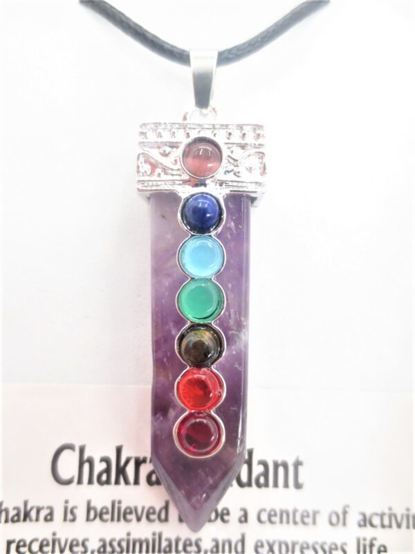 Gemstone Amethyst 7 Chakra Pendant Necklace