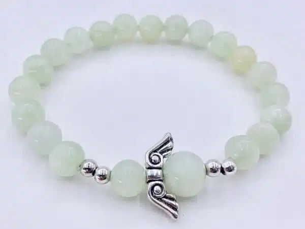 Gemstone Bracelet Wholesale - 8mm Green Jade Angels Bracelet