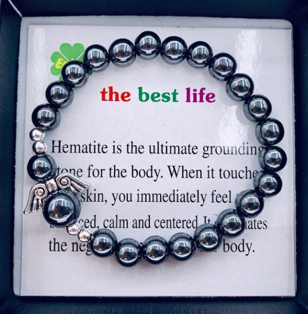 Gemstone Bracelet Wholesale - 8mm Hematite Angels Bracelet