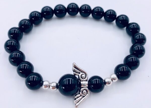 Gemstone Bracelet Wholesale - 8mm Onyx Angels Bracelet