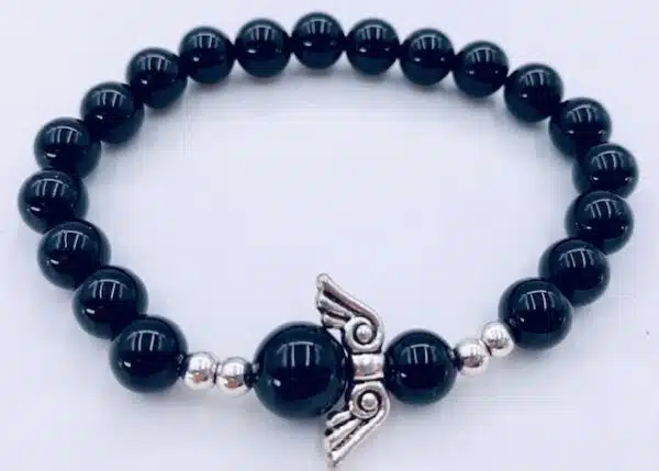 Gemstone Bracelet Wholesale - 8mm Onyx Angels Bracelet