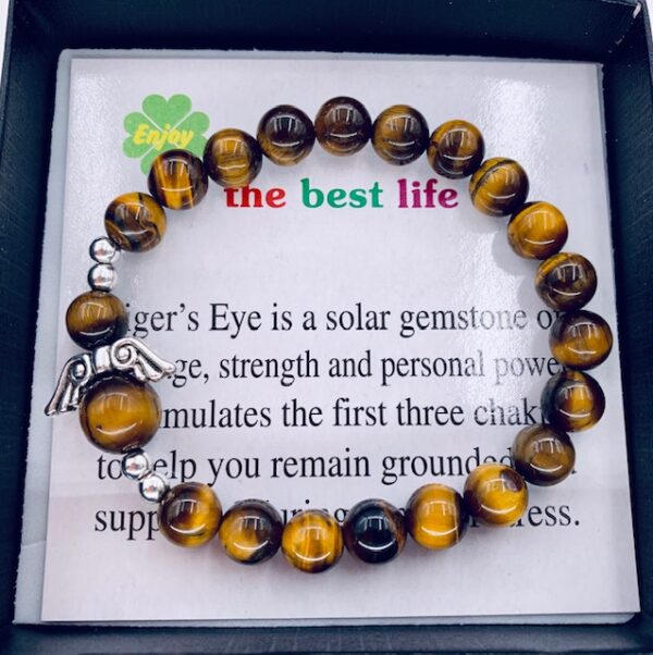 Gemstone Bracelet Wholesale - 8mm Tigereye Angels Bracelet