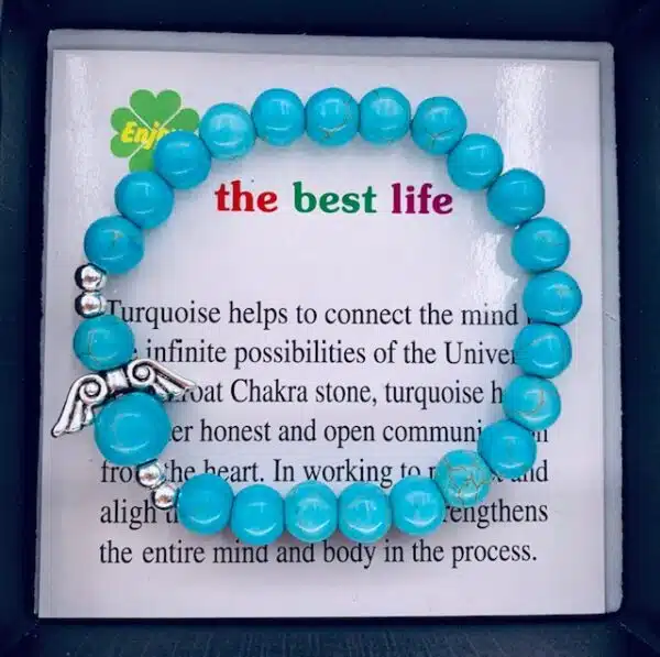 Gemstone Bracelet Wholesale - 8mm Turquoise Angels Bracelet