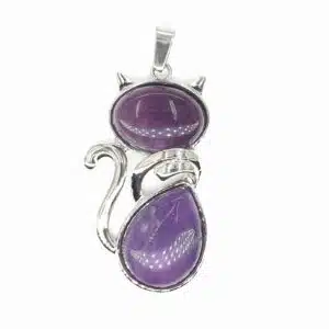 Gemstone Cat Pendant - Amethyst