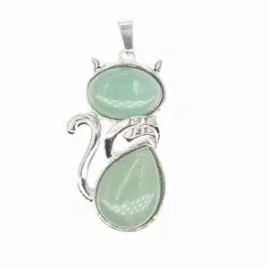 Gemstone Cat Pendant - Aventurine