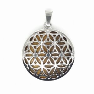 Gemstone Flower of Life Pendant - Tiger Eye