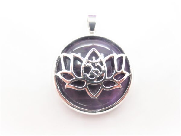 Gemstone Lotus Pendant - Amethyst